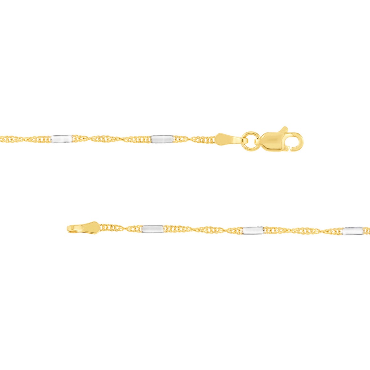 Two-tone Singapore Flat Saturn Gold Chain