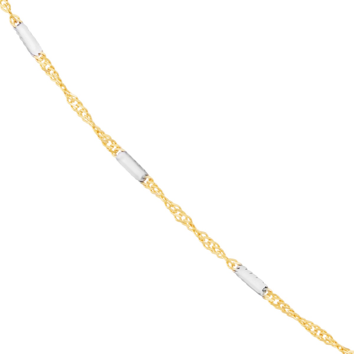 Two-tone Singapore Flat Saturn Gold Chain