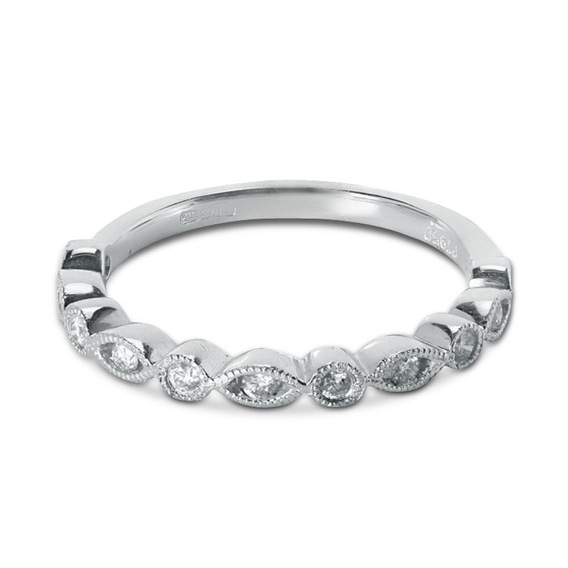 0.17ct Decorative Diamond Setting Half Band Diamond Wedding Ring