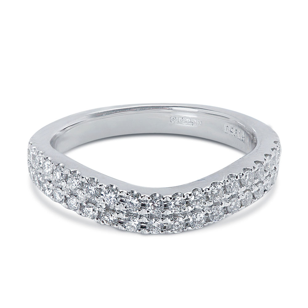 4mm Double Row Micro Setting Curved Diamond Wedding Ring