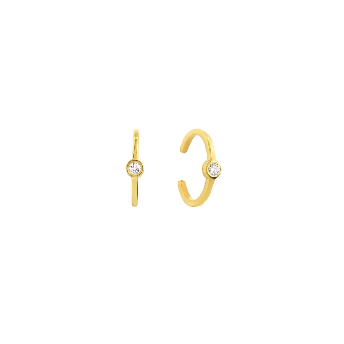 Gold Bezel Diamond Ear Cuff