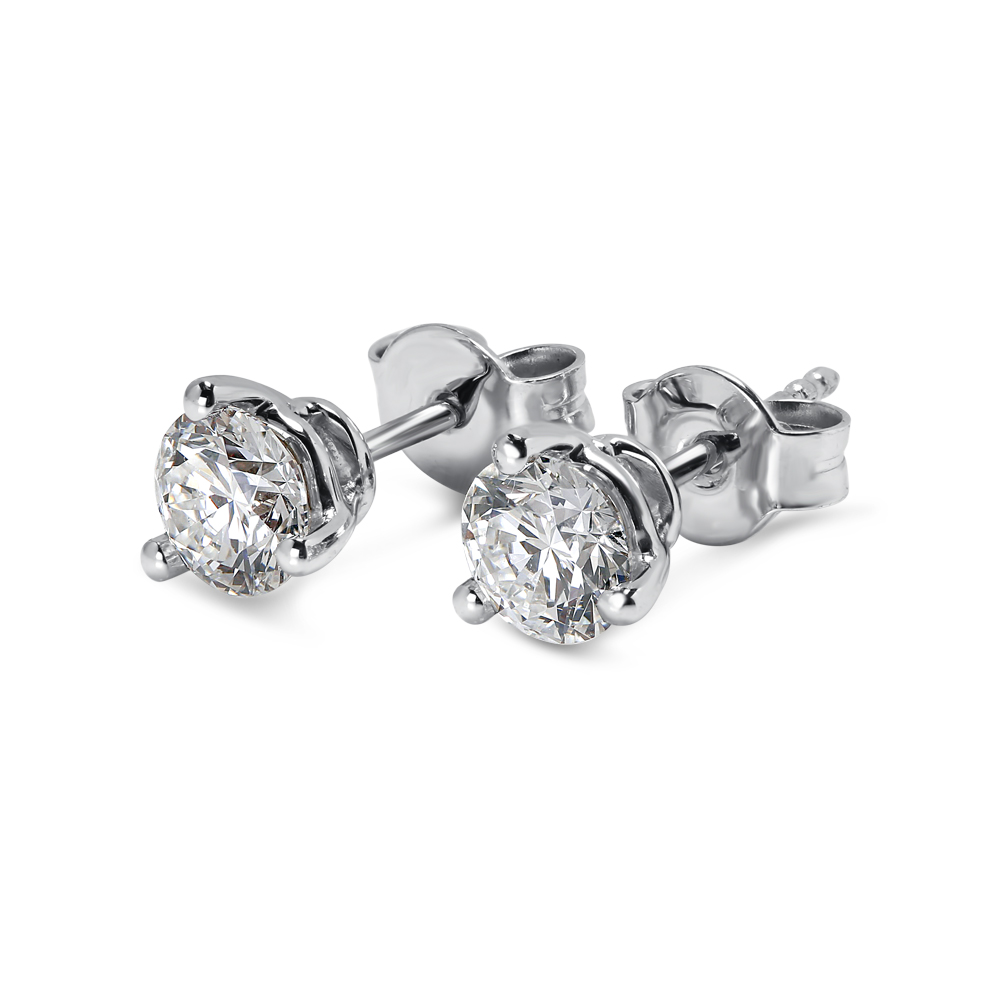 18k White Gold Three Claw 0.50ct Total Diamond Earring Studs