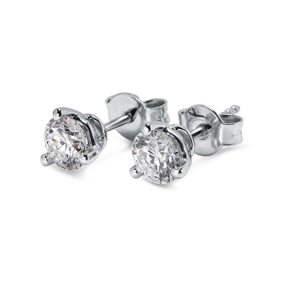 18kt White Gold Three Claw 0.20ct Total Diamond Earring Studs