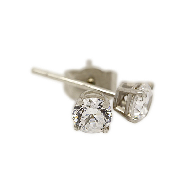 18k White Gold Four Claw 0.20ct Total Diamond Earring Studs