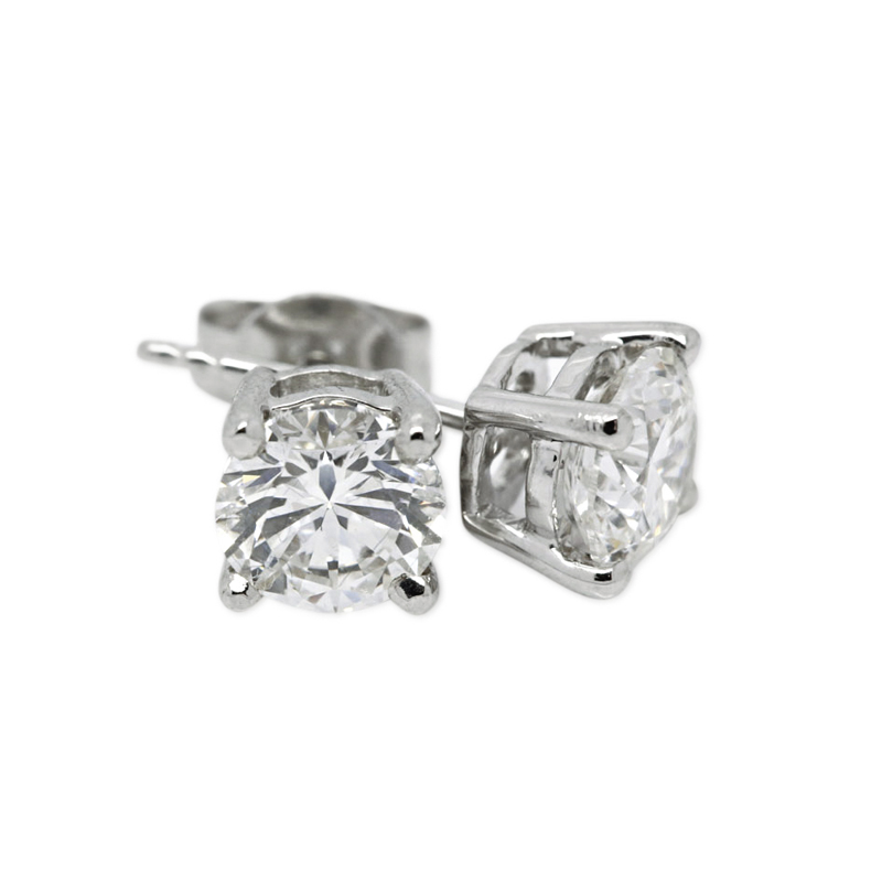 18kt White Gold Four Claw 0.70ct Total Diamond Earring Studs