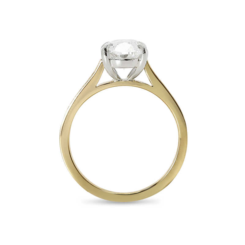 Yellow Gold Shoulder Set Lab Grown Oval Cut Engagement Ring