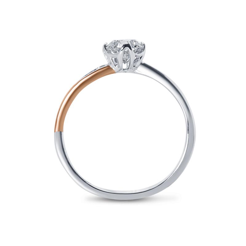 Split Shank Two Metals Diamond Engagement Ring