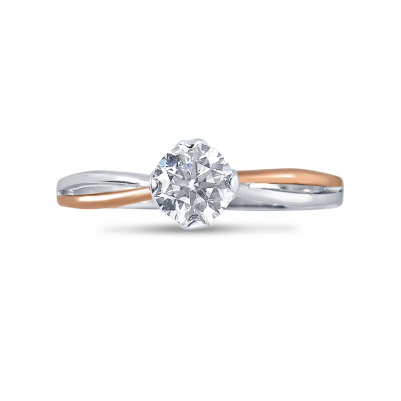 Split Shank Two Metals Diamond Engagement Ring