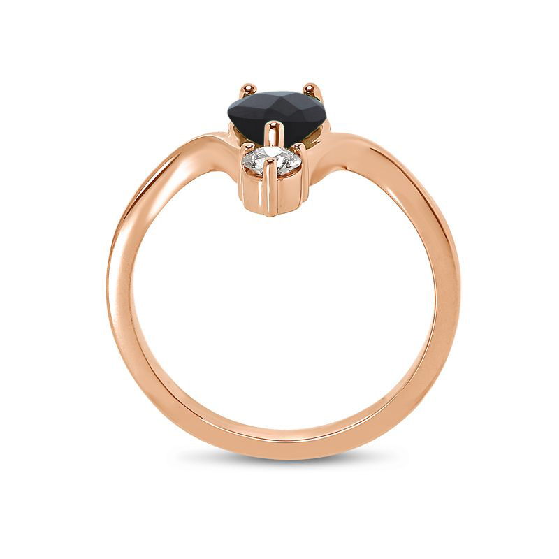 Black Diamond Pear and Small Diamond Engagement Ring