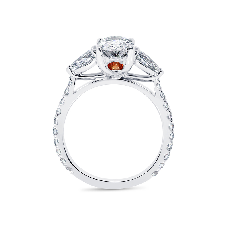 Oval Cut Pear Side Stones Micro Set Diamond Engagement Ring