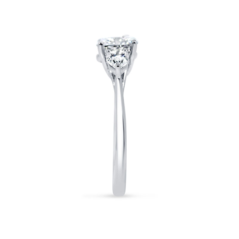 Cushion Cut Pear Side Trilogy Lab Grown Diamond Engagement Ring