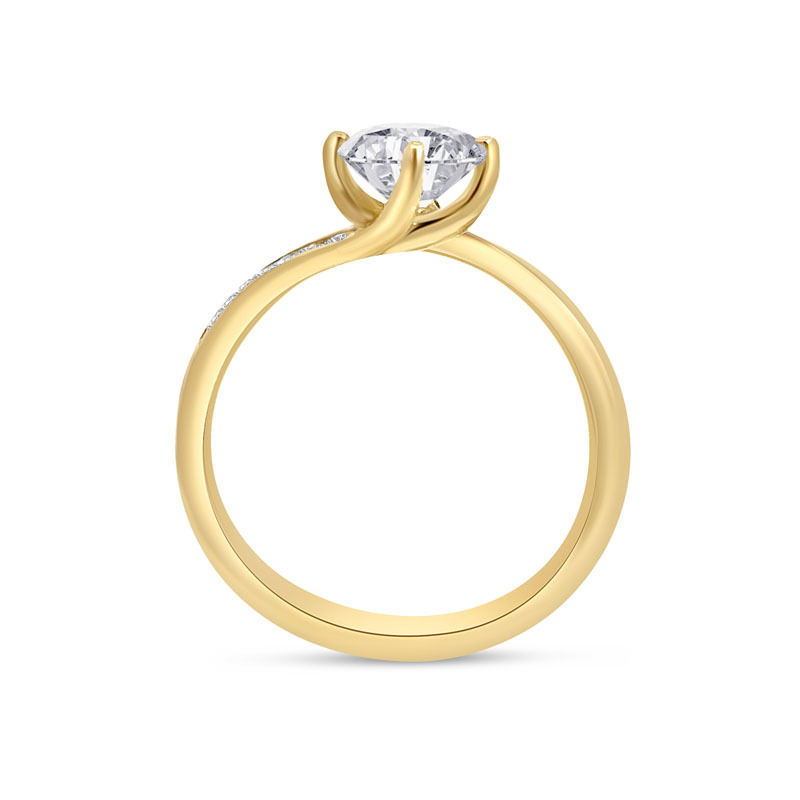 Twist Pave Round Diamond Engagement Ring