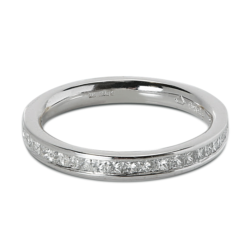 2.5mm Channel Setting Princess Cut Half Band Diamond Wedding Ring