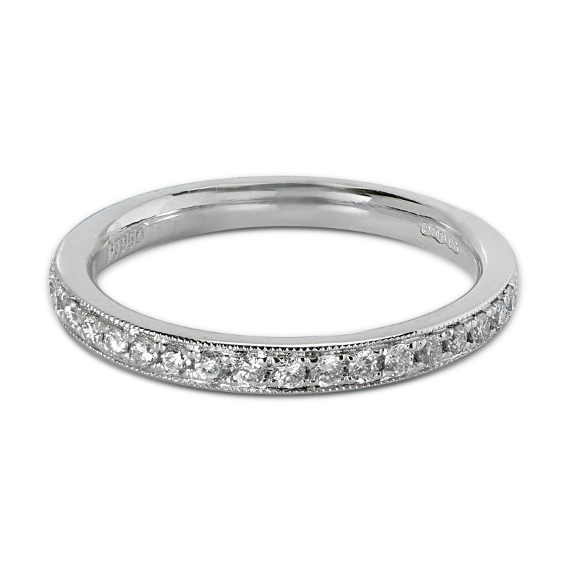 2.5mm Grain Set Ring Half Band Diamond Wedding Ring