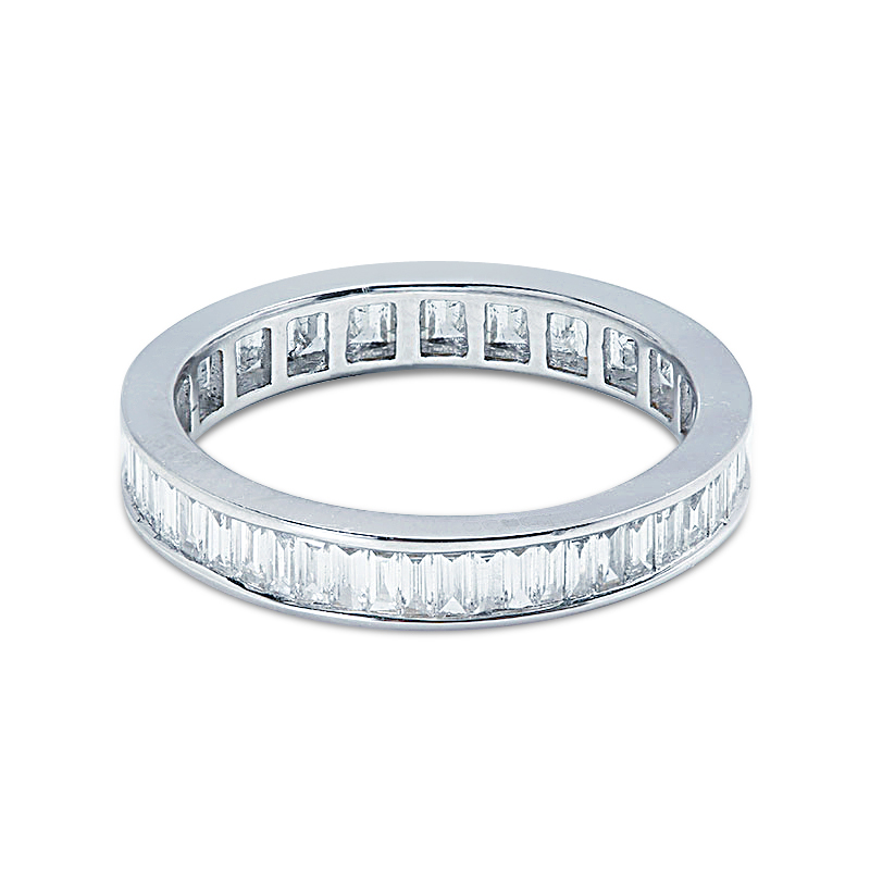 3.5mm Baguette Cut Channel Setting Full Diamond Eternity Ring