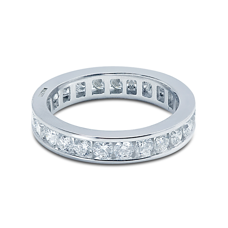 3.5mm Round Cut Channel Setting Full Diamond Eternity Ring 1.40ct 