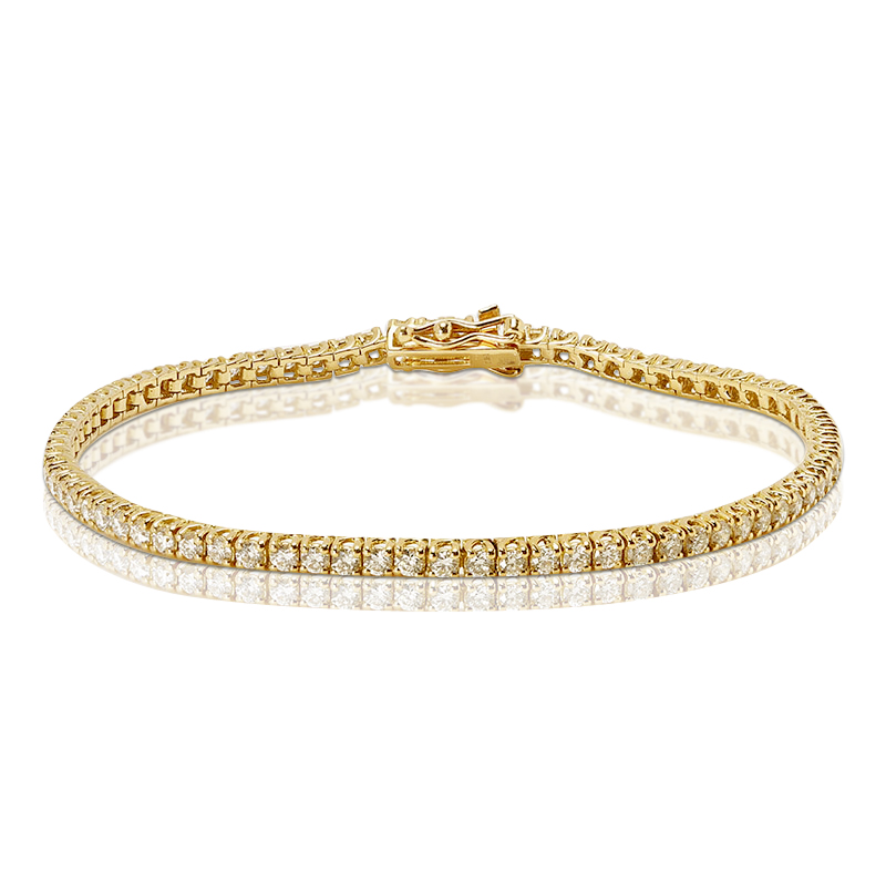 Yellow Gold 3 Carat Diamond Tennis Bracelet