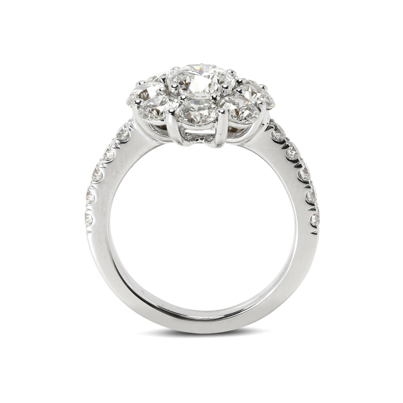 3ct Cluster Round Cut Lab Grown Diamond Cocktail Ring