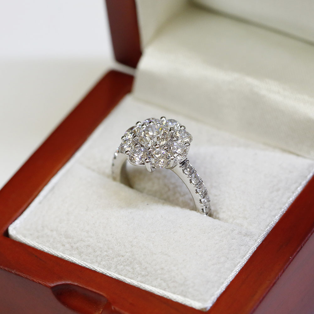 3ct Cluster Round Cut Diamond Cocktail Ring