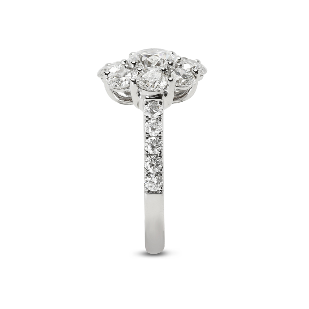 3ct Cluster Round Cut Diamond Cocktail Ring