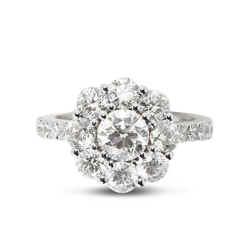 3ct Cluster Round Cut Lab Grown Diamond Cocktail Ring