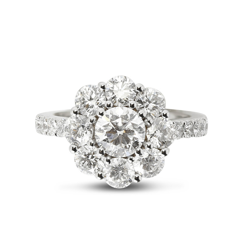 3ct Cluster Round Cut Lab Grown Diamond Cocktail Ring