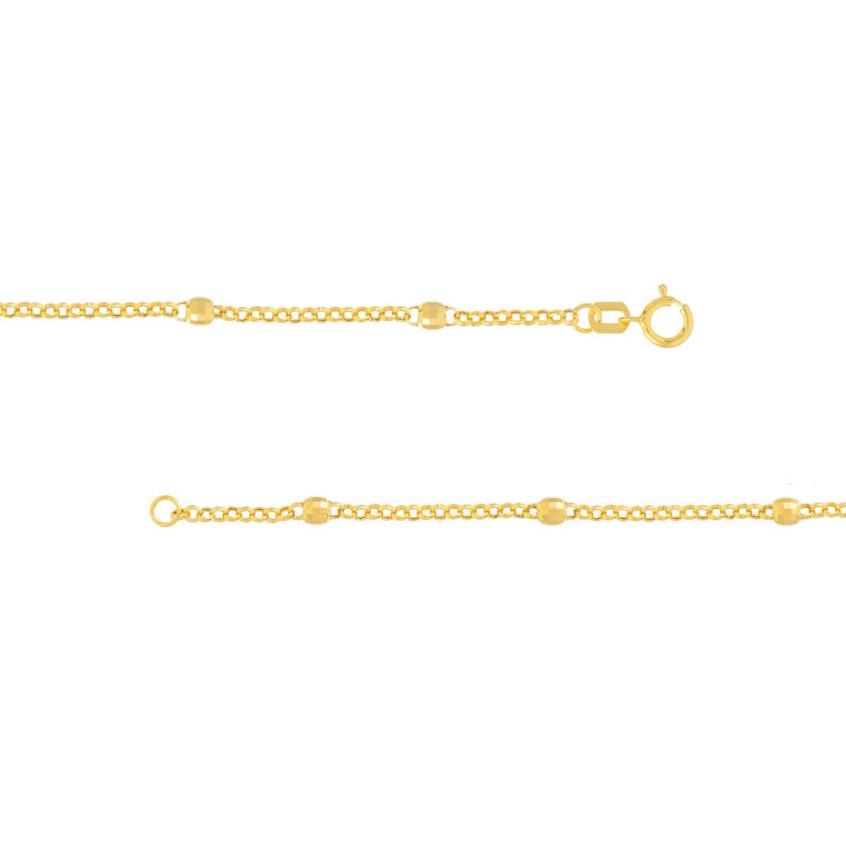 3mm Disco Bead Rolo Gold Chain Necklace