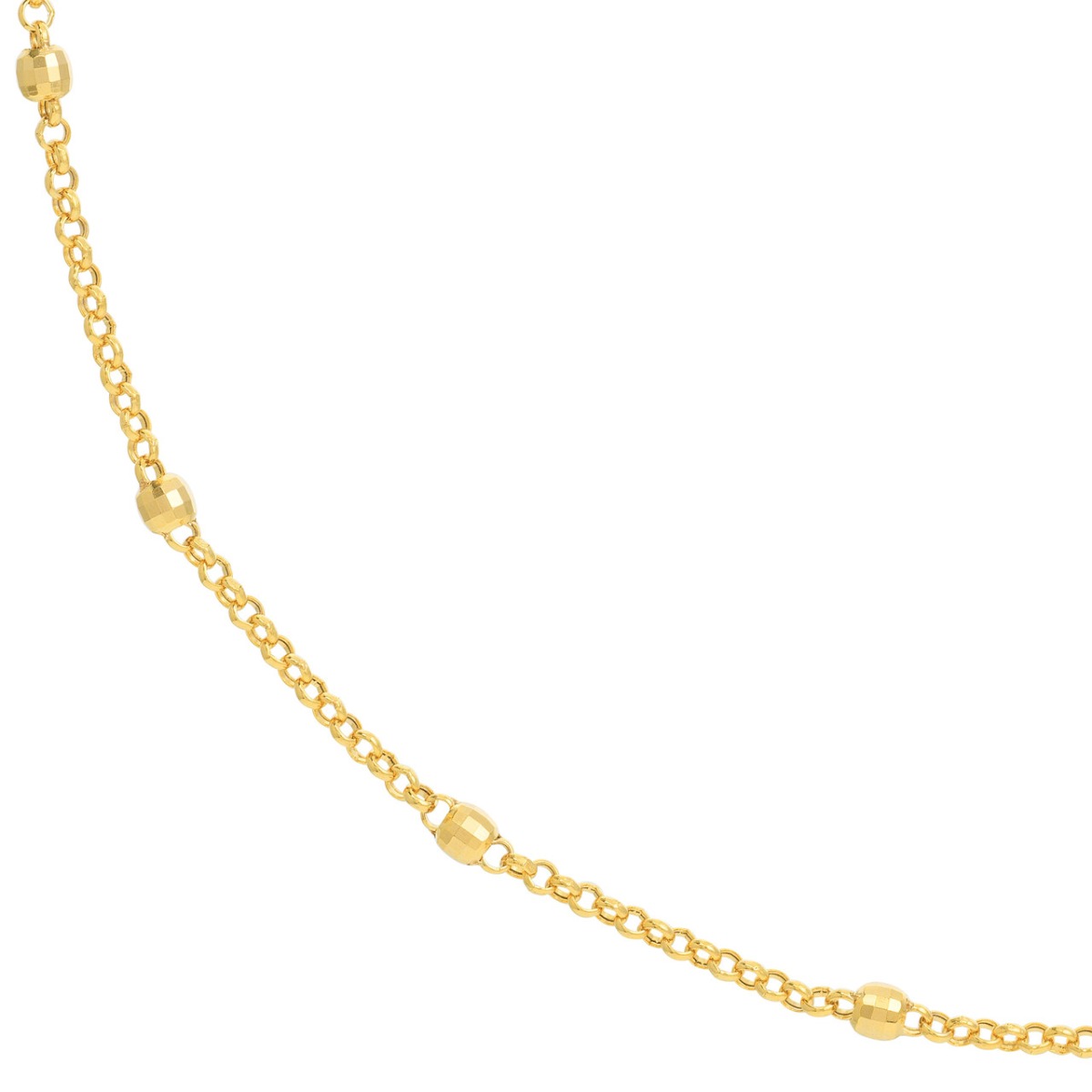 3mm Disco Bead Rolo Gold Chain Necklace