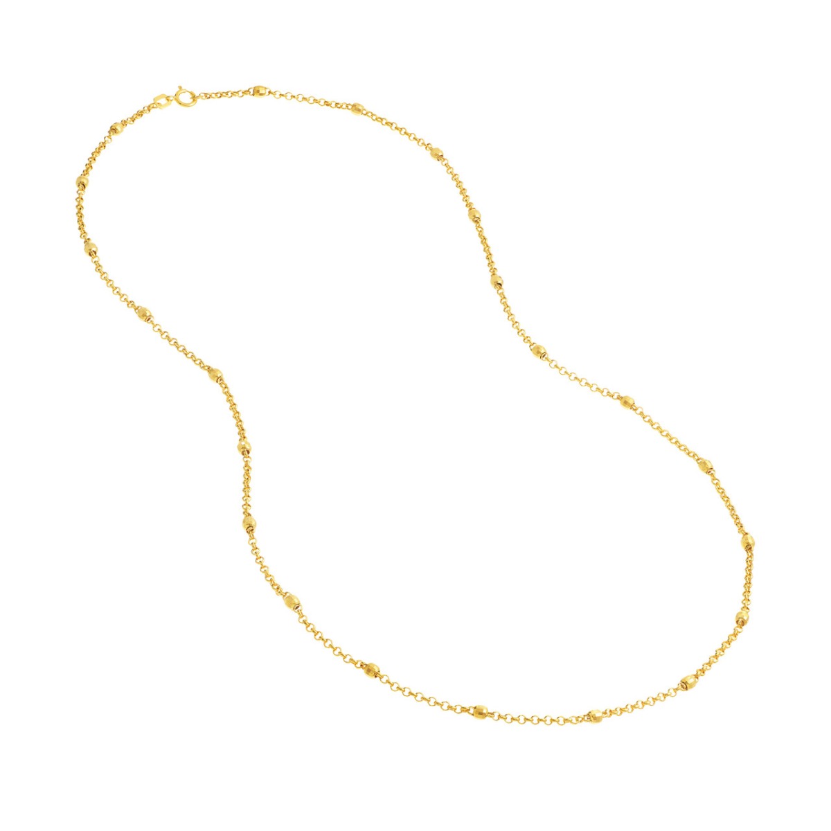3mm Disco Bead Rolo Gold Chain Necklace