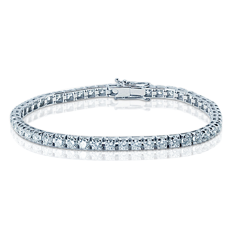 4 CTTW Half Bezel Set Round Diamond Tennis Bracelet in WHite Gold | New  York Jewelers Chicago