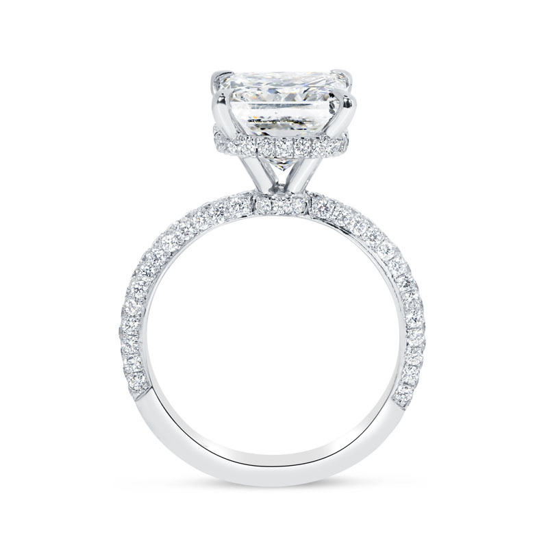 Large Princess Cut Under Halo Lab Grown Diamond Engagement Ring