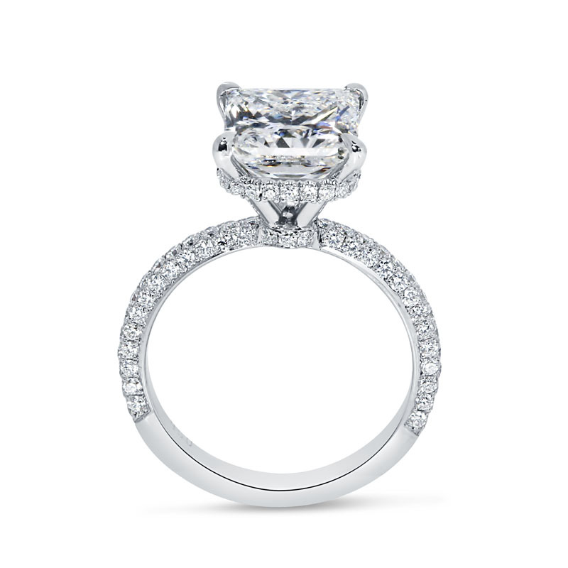 Big Princess Shape Under Halo Lab Grown Diamond Engagement Ring