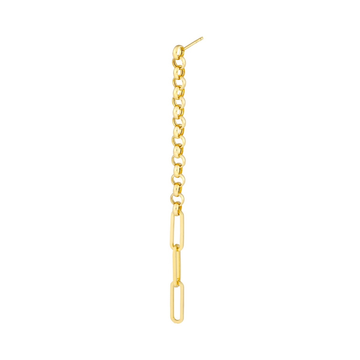 Paper Clip Long Drop Gold Earrings
