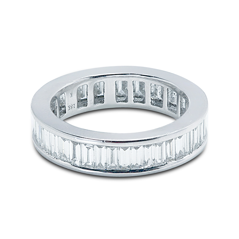 5mm Baguette Cut Channel Setting Full Diamond Eternity Ring