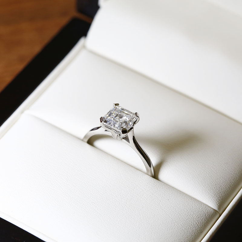 Asscher cut lab created diamond ring top