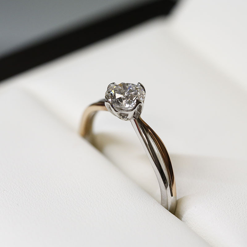 Split Shank Two Metals Diamond Engagement Ring