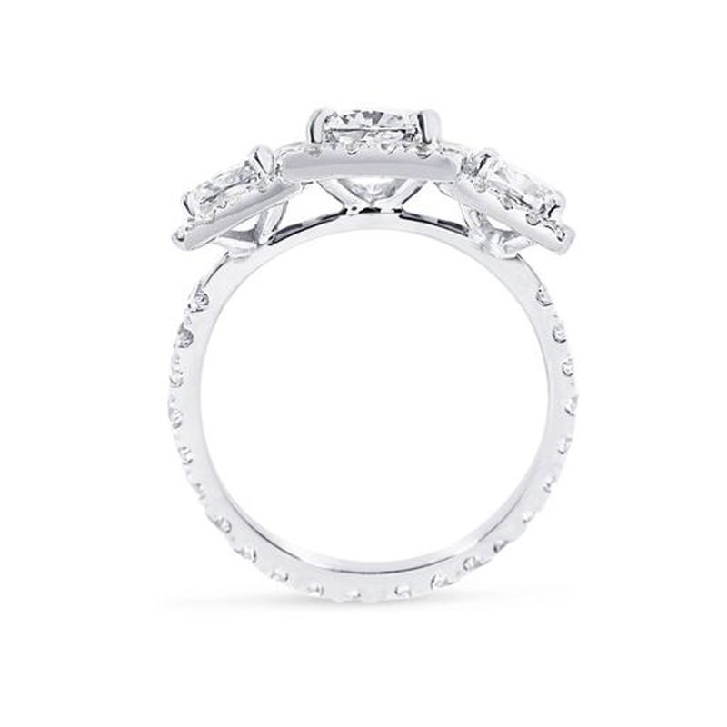 Cushion Cut Halo Trilogy Lab Grown Diamond Engagement Ring