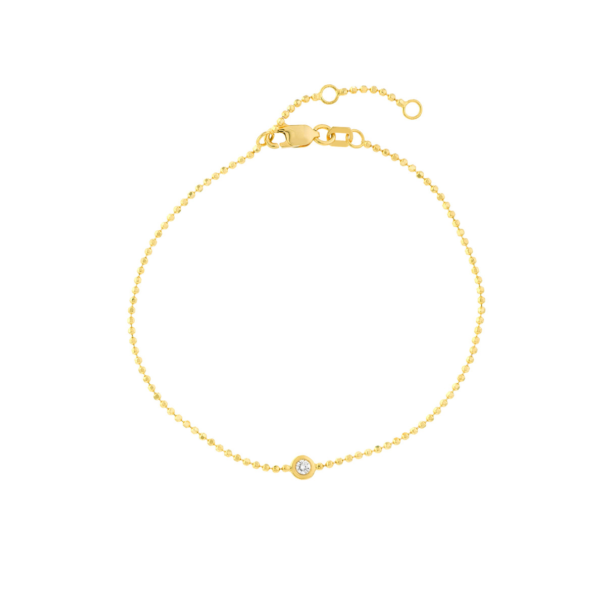 Diamond Bezel in a Beaded Gold Bracelet