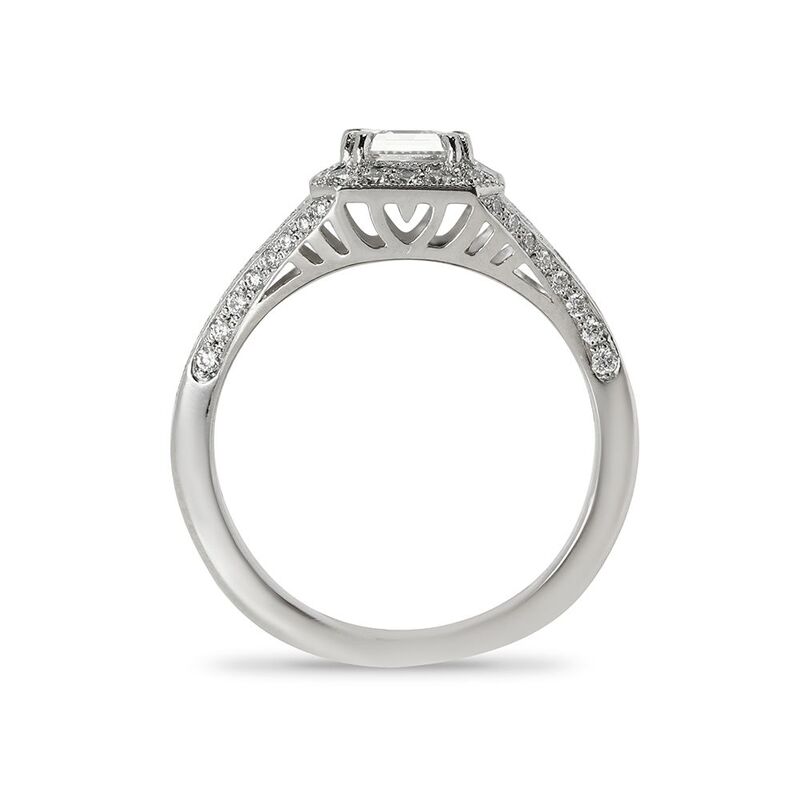 Asscher Cut Art Deco Lab Grown Diamond Engagement Ring