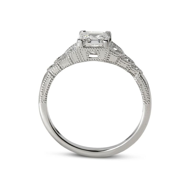 Art Deco Asscher Shape Diamond Engagement Ring