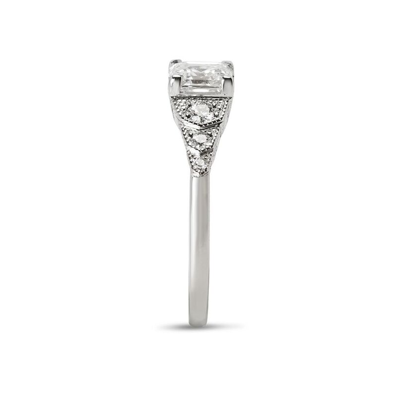 Art Deco Asscher Shape Diamond Engagement Ring