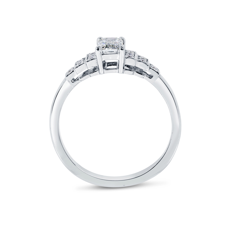 Emerald Cut Art Deco Lab Grown Diamond Engagement Ring