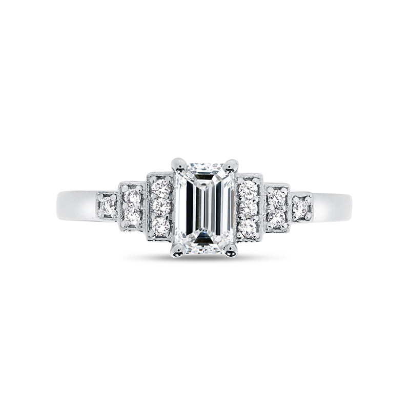 Emerald Cut Art Deco Lab Grown Diamond Engagement Ring