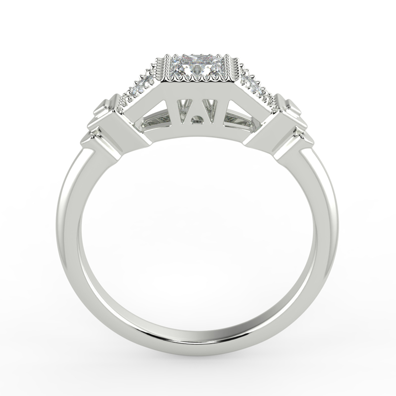 Art Deco Princess Shape Lab Grown Diamond Engagement Ring