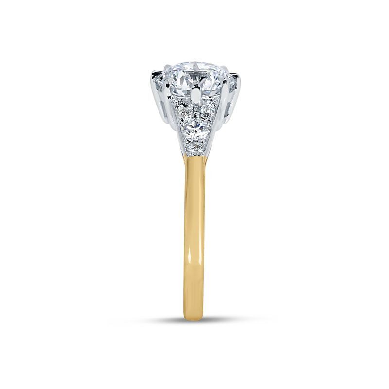 Art Deco Lab Grown Round Cut Diamond Engagement Ring