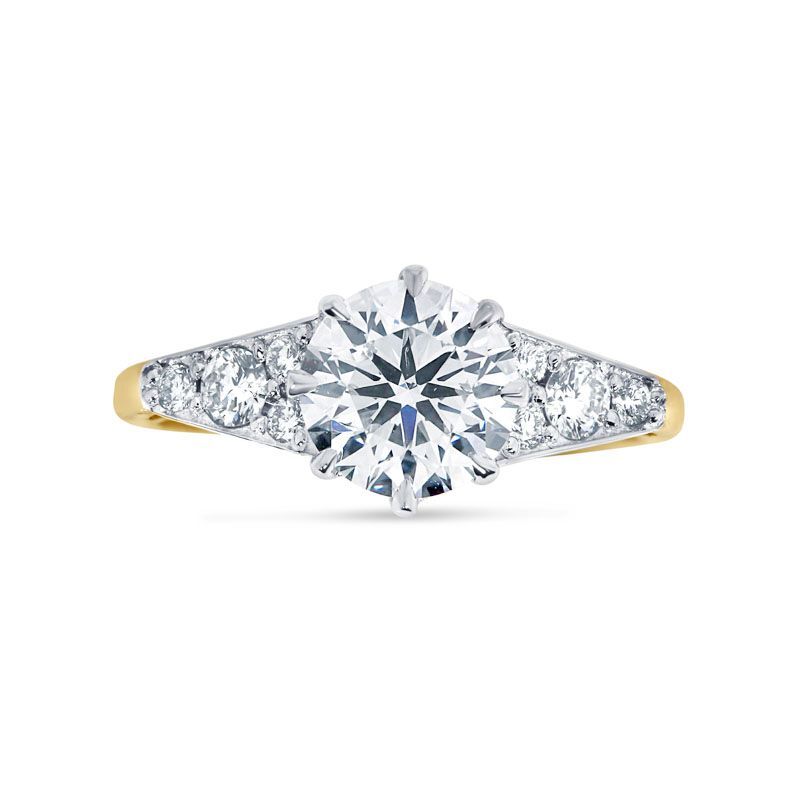 Art Deco Lab Grown Round Cut Diamond Engagement Ring