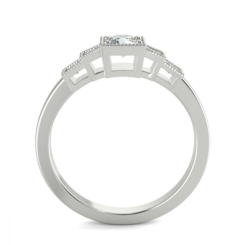 Art Deco Round Cut Frame Lab Grown Diamond Engagement Ring