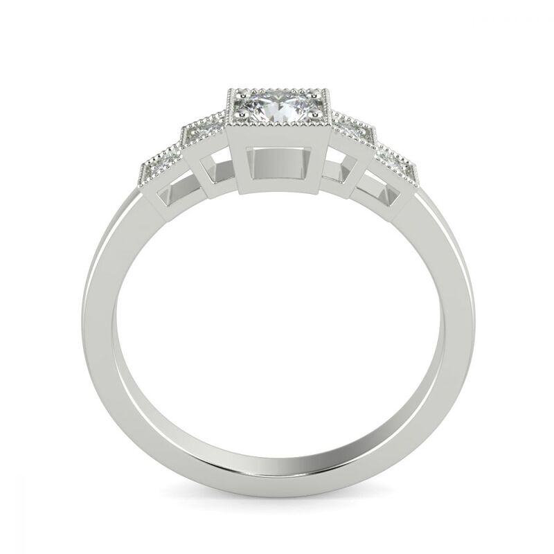 Art Deco Round Cut Frame Lab Grown Diamond Engagement Ring