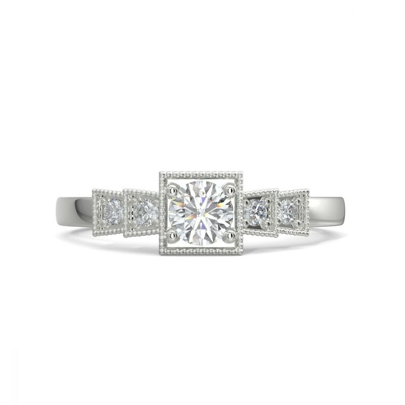 Art Deco Round Shape Frame Lab Grown Diamond Engagement Ring