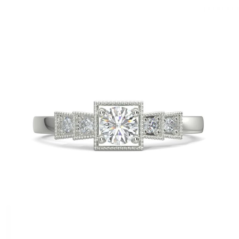 Art Deco Round Cut Frame Diamond Engagement Ring